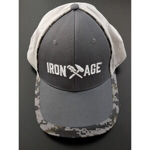 Iron Age Old School Tuff‎ Baseball Cap Gray Camo Strapback OSFM